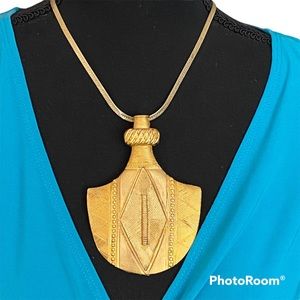 Amazing Large Gold Egyptian Revival Vase 80’s Gallery Runway Pendant only.